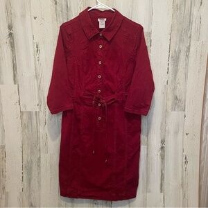 Monroe & Main Denim Collared Corset Belted Dress- Burgundy Maroon size 12